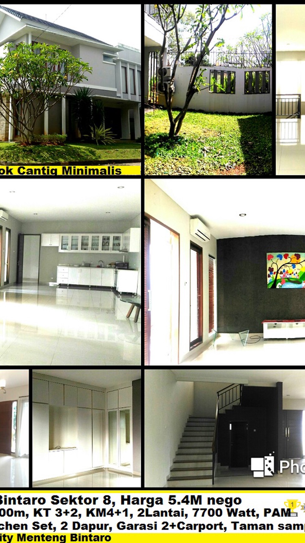 Rumah Hook Modern Minimalis, 400m 5,4M nego, MURAH!!!