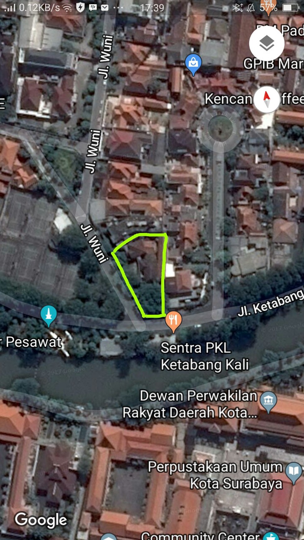 Tanah Ketabang Kali Cocok untuk Hotel/Kantor
