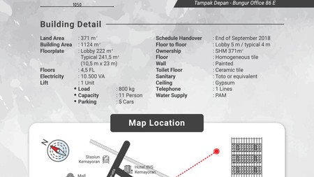 Ruko Bungur Besar ada lift unit, Luas 371m2