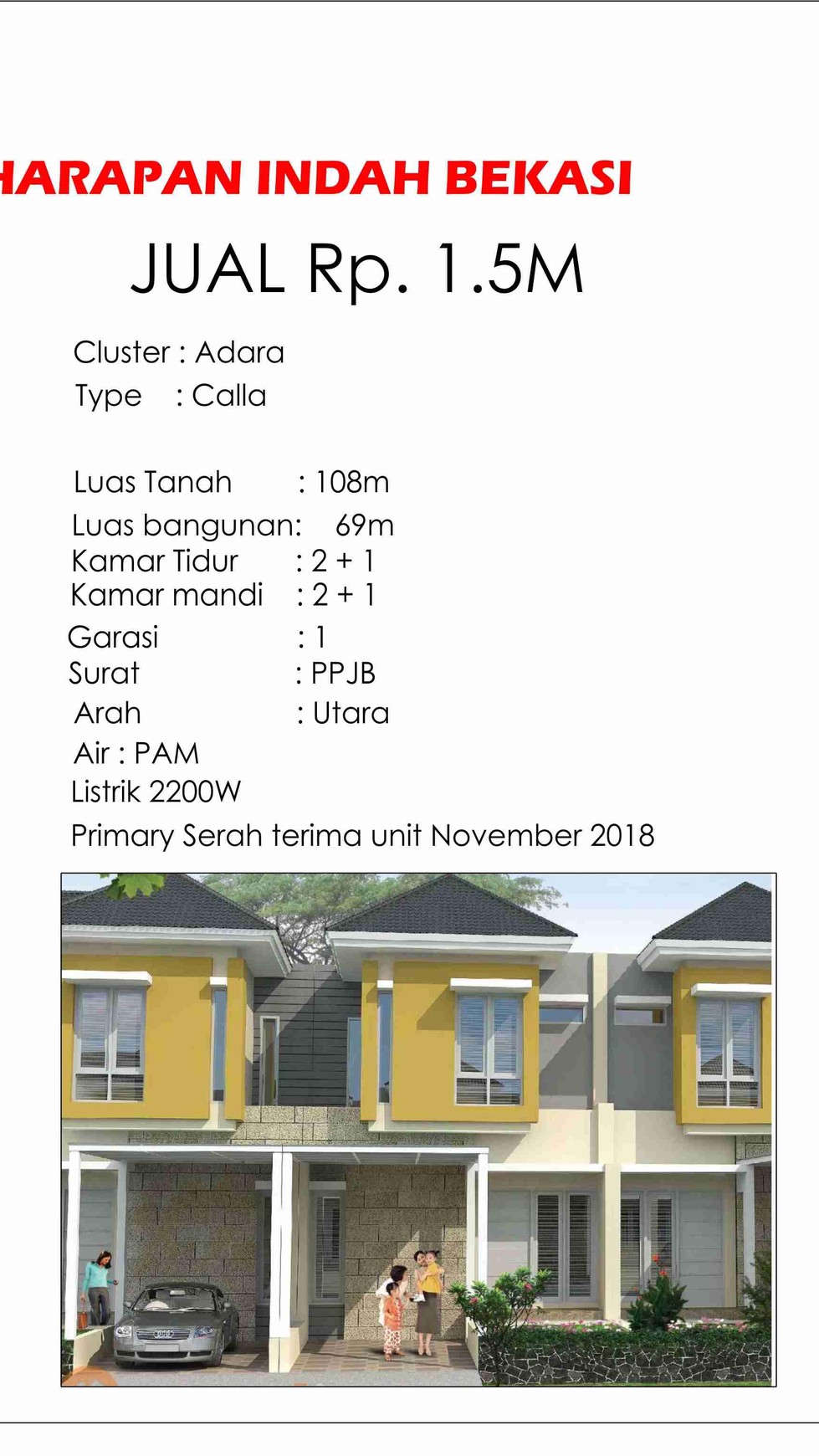 Cluster Adara, Kota Harapan Indah, Bekasi