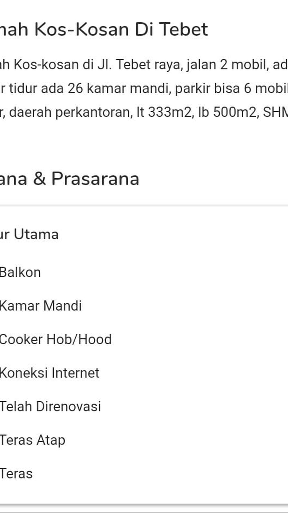 Jual Rumah Kosan Jalan Tebet Raya Lokasi Strategis