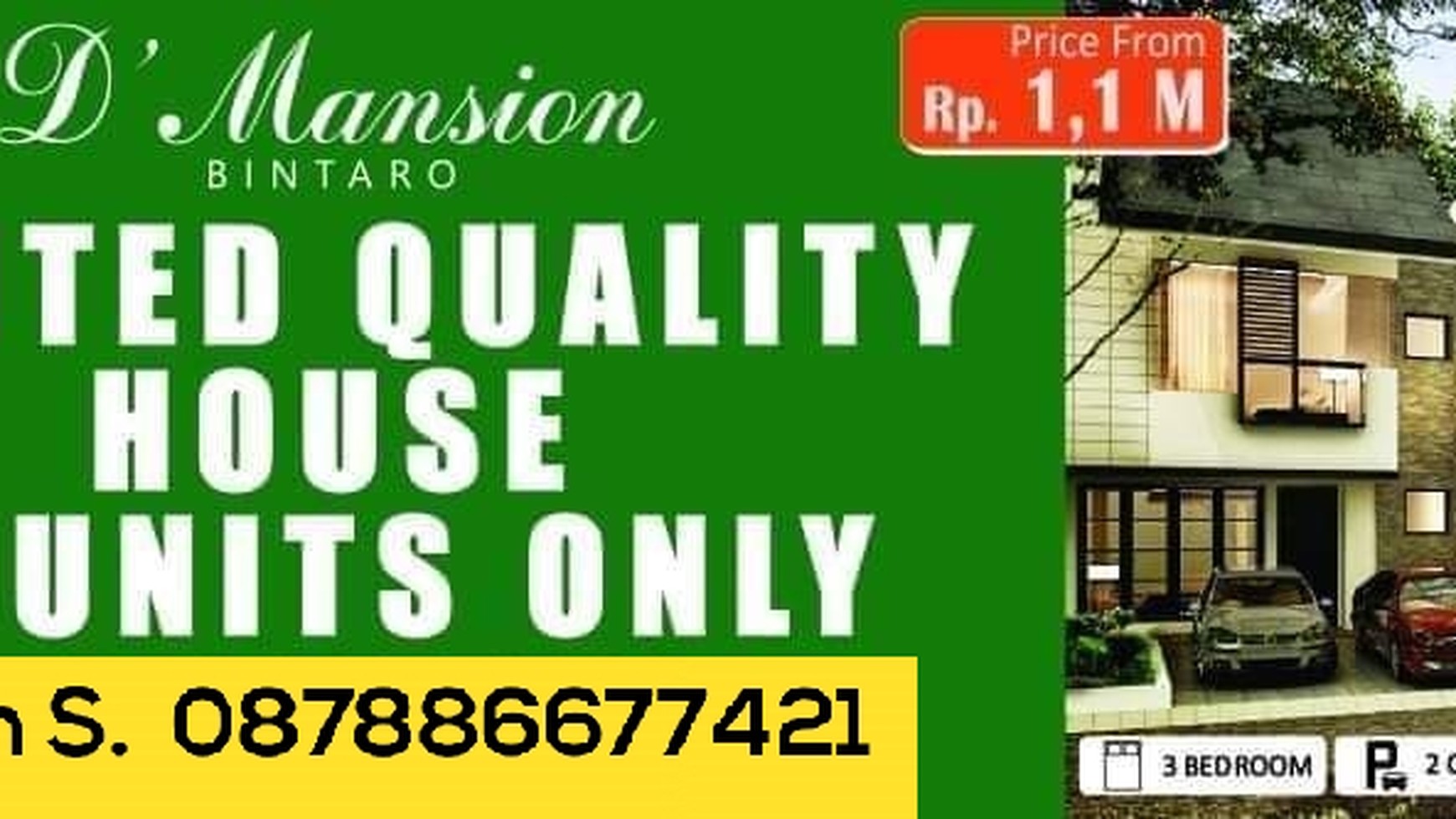 Rumah Baru 2 Lantai Bintaro D\'Mansion Parigi Pondok Aren JL. Taman Makam Bahagia, HARGA Start 1,1 M.