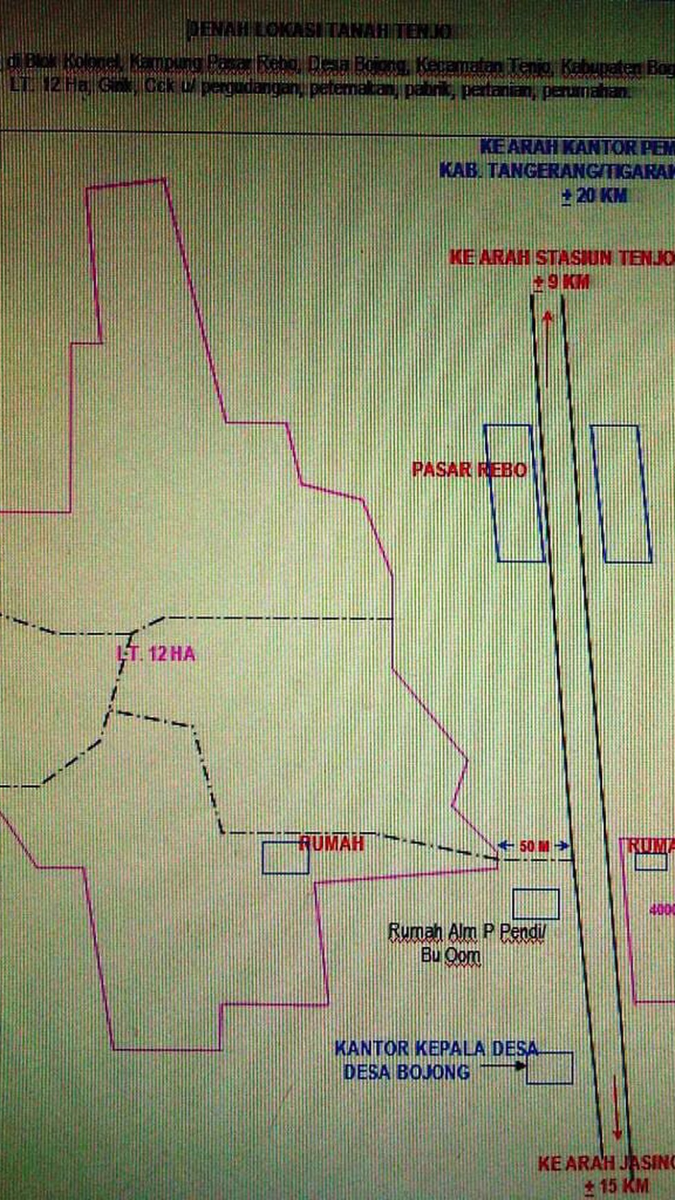 Dijual Tanah Luas Cocok Untuk Mini Cluster, Kawasan dekat Stasiun @Kampung Pasar Rebo, Tenjo