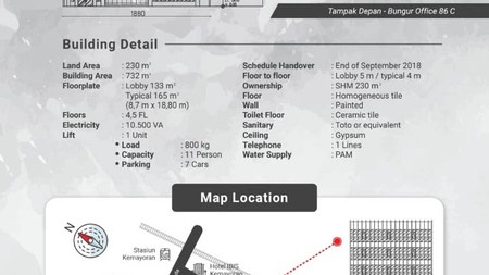 Ruko Bungur Besar ada  Lobby, Luas 230m2
