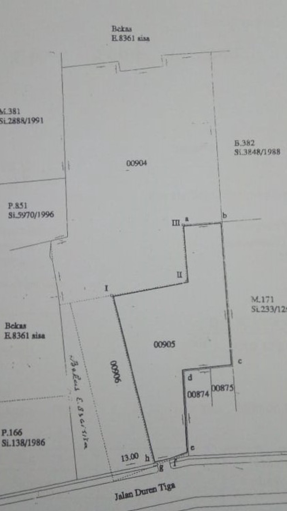 Tanah murah lokasi startegis di Duren Tiga