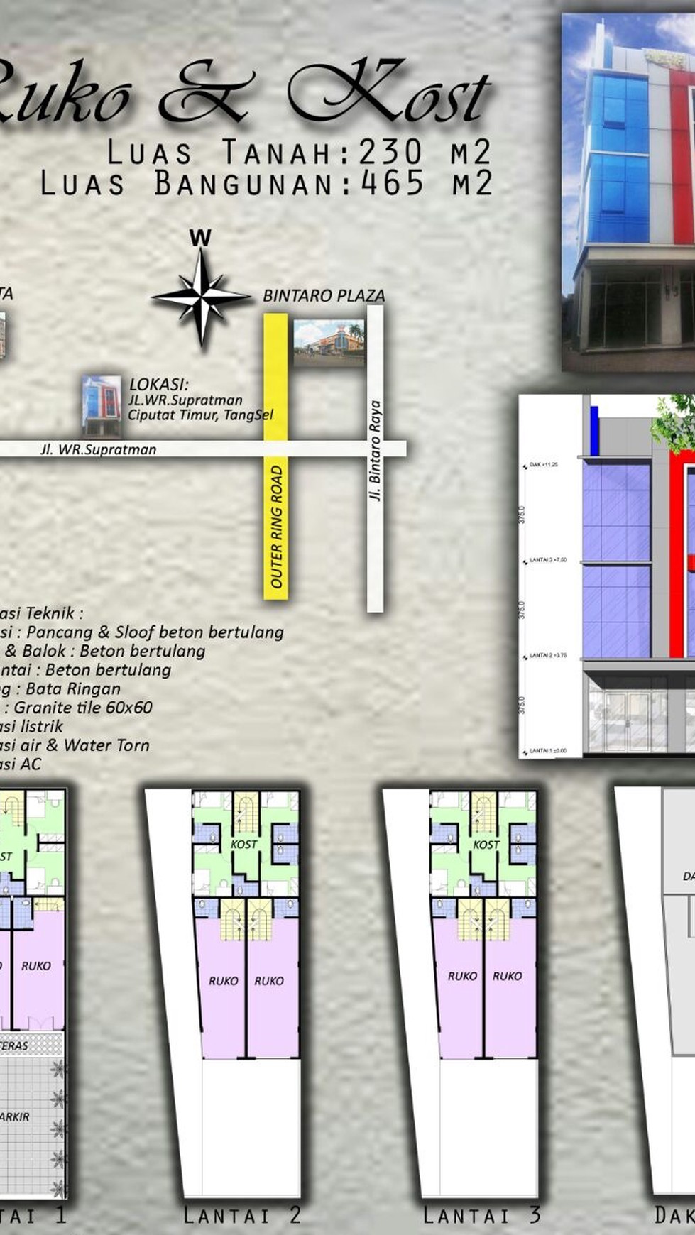 Dijual ruko + kosan di dekat UIN ciputat