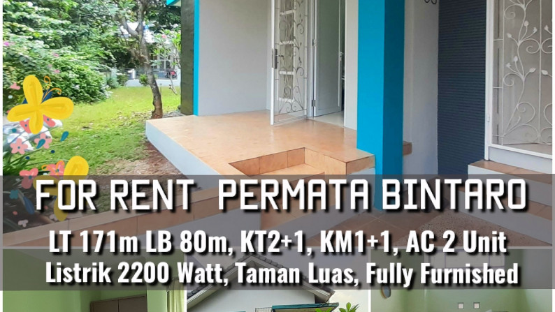 Rumah Minimalis  di Bintaro Jaya Luas 171m Harga 55Jt/Thn nego, Siap Huni Fully Furnished