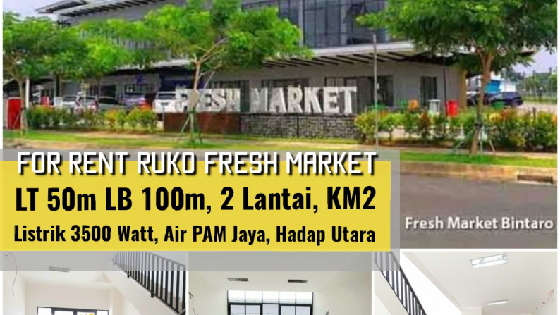 Ruko Brand New di Fresh Market Sektor IX Bintaro Jaya, Luas Tanah 50 m, 2 Lantai Harga 125 Jt/Thn Nego