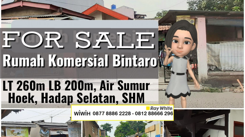 JUAL CEPAT, Rumah Komersial di Kawasan Bintaro, Hitung Tanah Luas 260m Harga 2,6M Nego