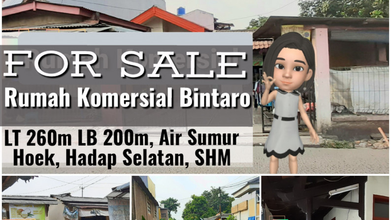 JUAL CEPAT, Rumah Komersial di Kawasan Bintaro, Hitung Tanah Luas 260m Harga 2,6M Nego