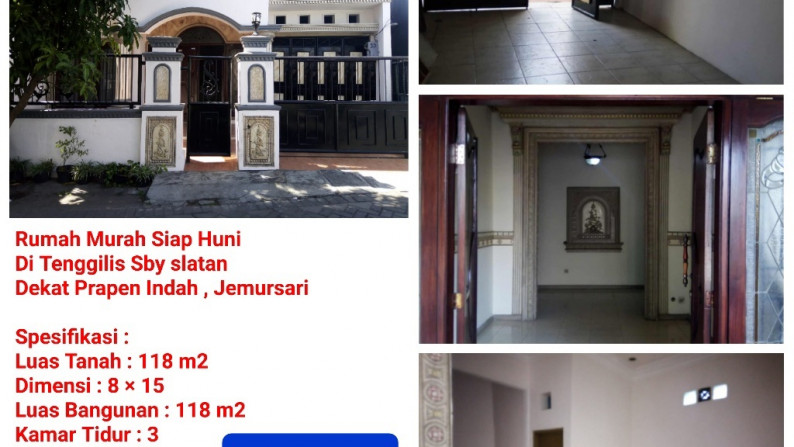 Dijual Rumah Murah Siap Huni di Tenggilis, Surabaya