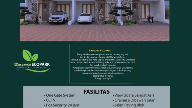 Rumah BARU, Minimalis, dan Lokasi Strategis @Margonda Ecopark, Depok