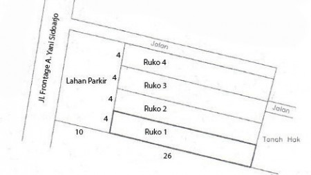 Dijual Ruko di Nol Jalan Raya Frontage A.Yani, Sidoarjo