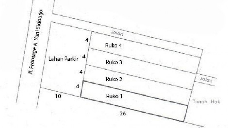 Dijual Ruko di Nol Jalan Raya Frontage A.Yani, Sidoarjo