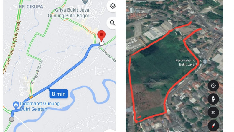 Kavling Industrial di Gunung Putri dekat pintu Tol