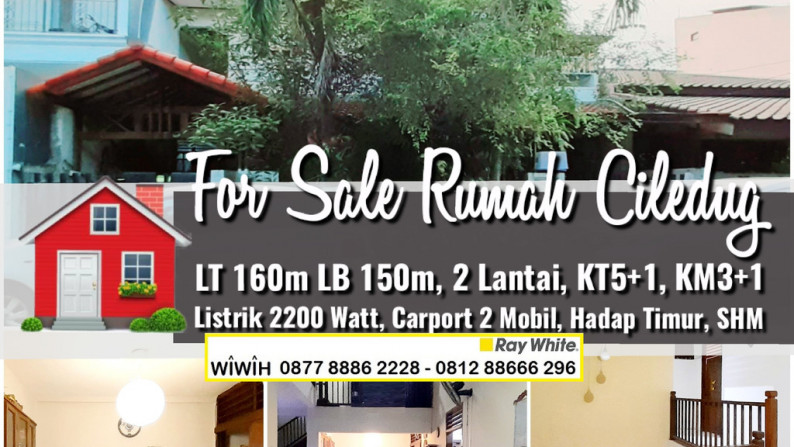 Rumah Siap Huni 2 lantai Luas 160m Harga 1,7m Nego, di Larangan, Ciledug, Tangerang