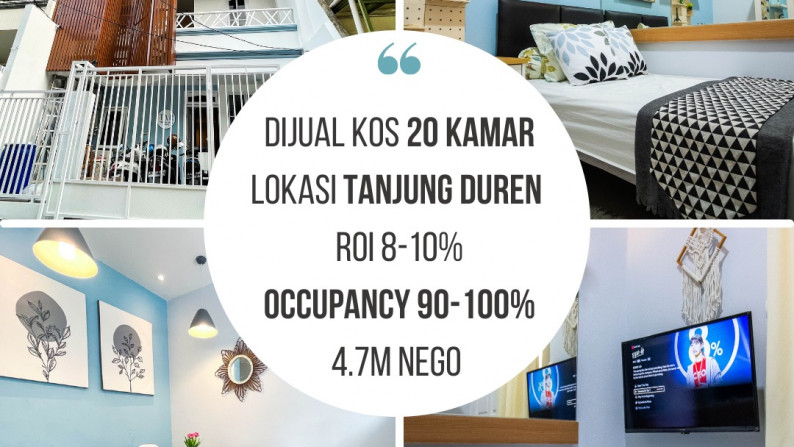 Kos-kosan anti pandemi di Tanjung Duren, dekat Mall Taman Anggrek dan CP, full terisi, good invest!