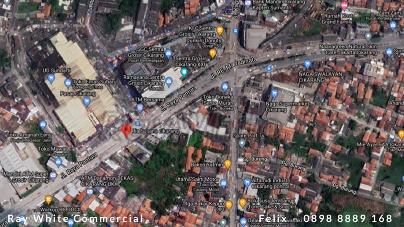 Tanah 8000m Cikarang Jl. RE. Martadinata Lokasi Strategis Jalan Raya