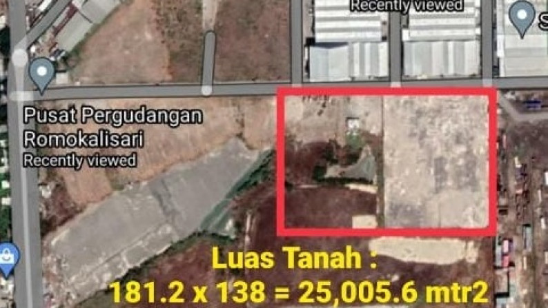 Tanah Industri SHM di Raya Romokalisari, Surabaya Barat