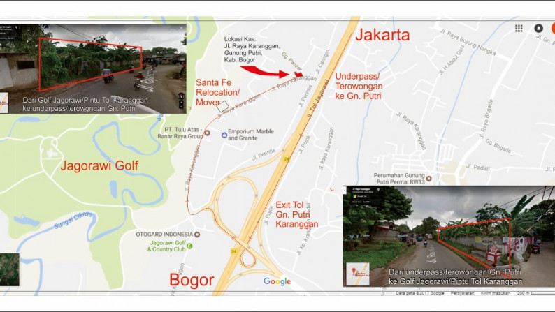 Dijual Kavling Pinggir Jalan di Jl Raya Karanggan, Gn Putri Bogor