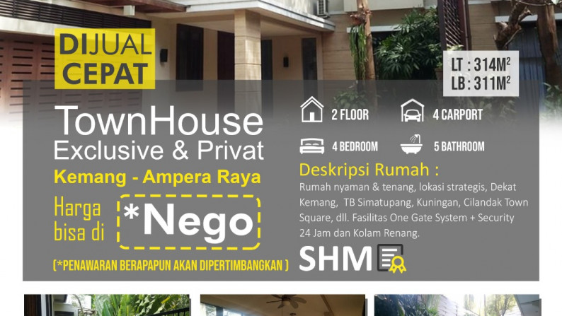 Townhouse Eksklusif Dan Private Di Daerah Kemang