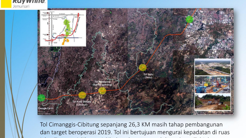 Tanah + bangunan di Raya Setu - Serang Ds. Cibening Bekasi, Luas 1.2 HA (Lebar 20 m2), Cocok untuk usaha Peternakan & Pertanian