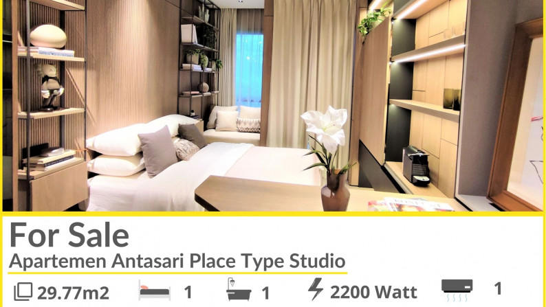 Apartemen  Mewah Antasari Place Type Studio Luas 29.77m2 Harga 1,605M Nego