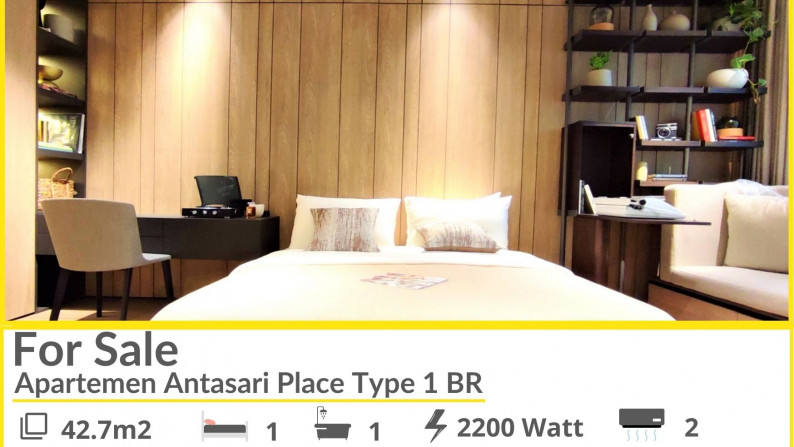 Apartemen  Mewah Antasari Place 1BR Luas 42.7m2 Harga 2.2M Nego sampai DEAL.