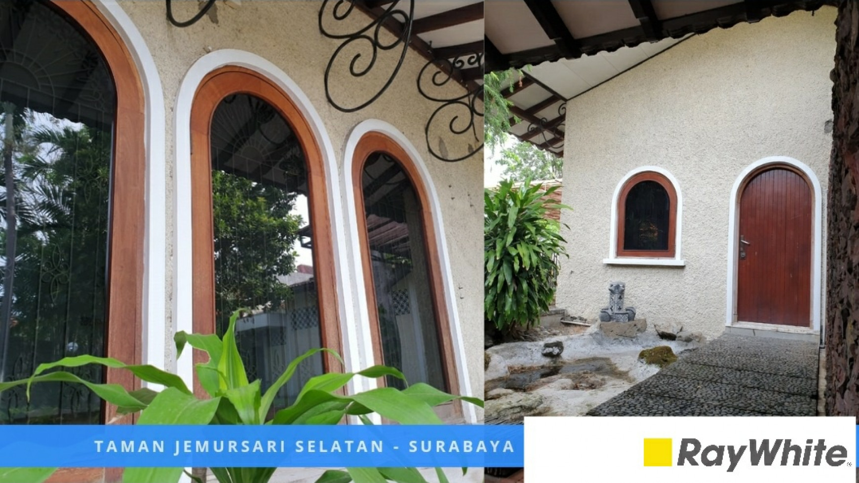 Jual / Sewa Rumah Taman Jemursari Selatan - Wonocolo- Surabaya - Unik Bergaya SPANYOL - Halaman LUAS