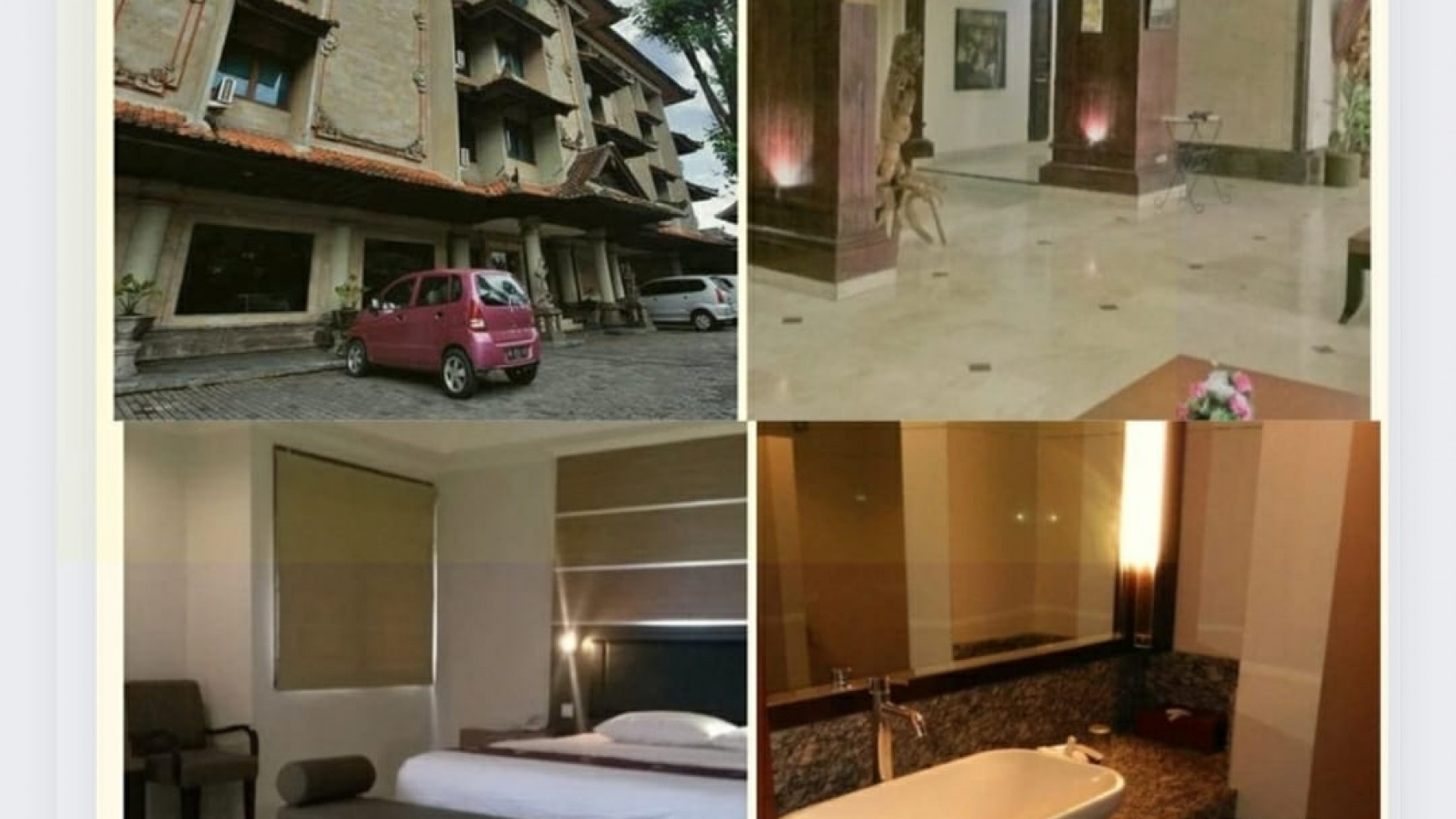 Dijual Hotel Denpasar - BALI - 45 K.Tidur - STRATEGIS Lokasi- Aktif Operasional - 4 Lantai - SHM