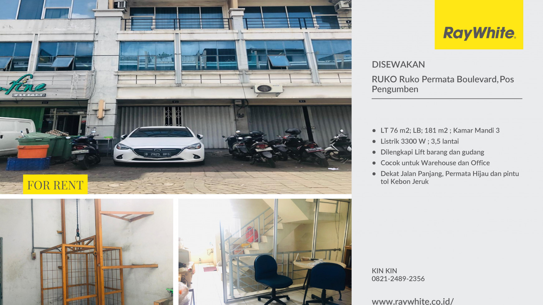 DISEWAKAN RUKO PERMATA BOULEVARD POS PENGUMBEN COCOK UNTUK GUDANG/KANTOR/BISNIS