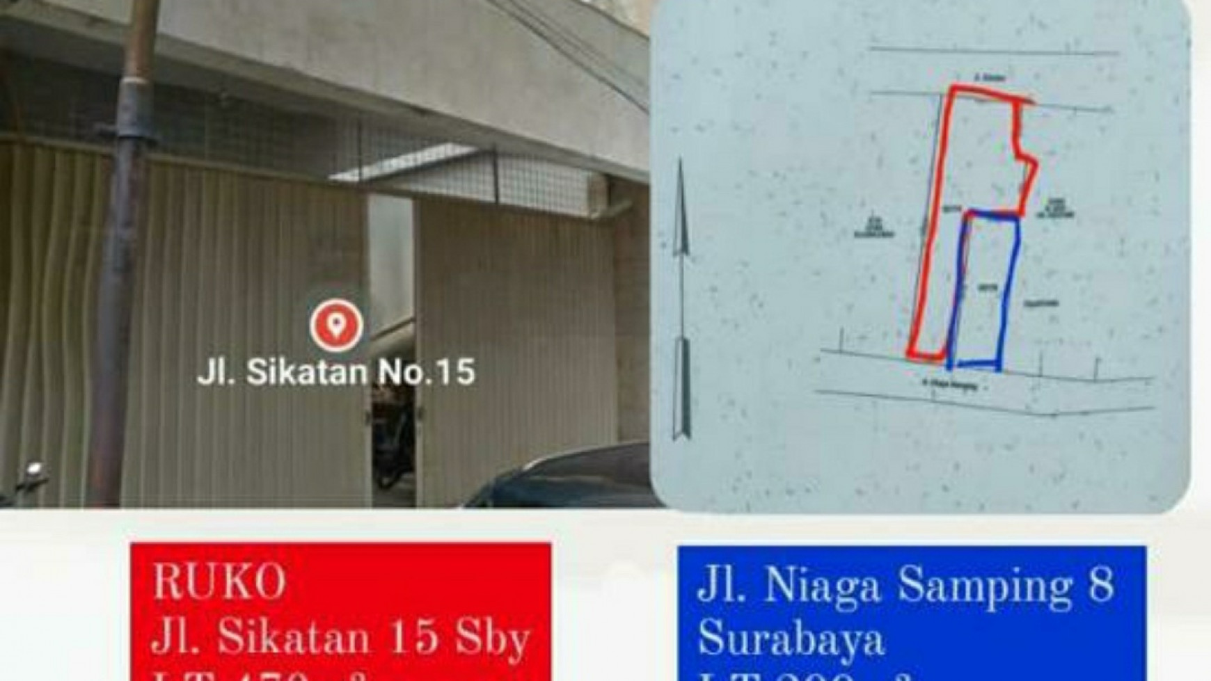 Dijual Rumah Usaha Jl. Sikatan no15 + Jl.Niaga Samping no 8 - Surabaya Pusat Dekat Veteran - Tugu Pahlawan