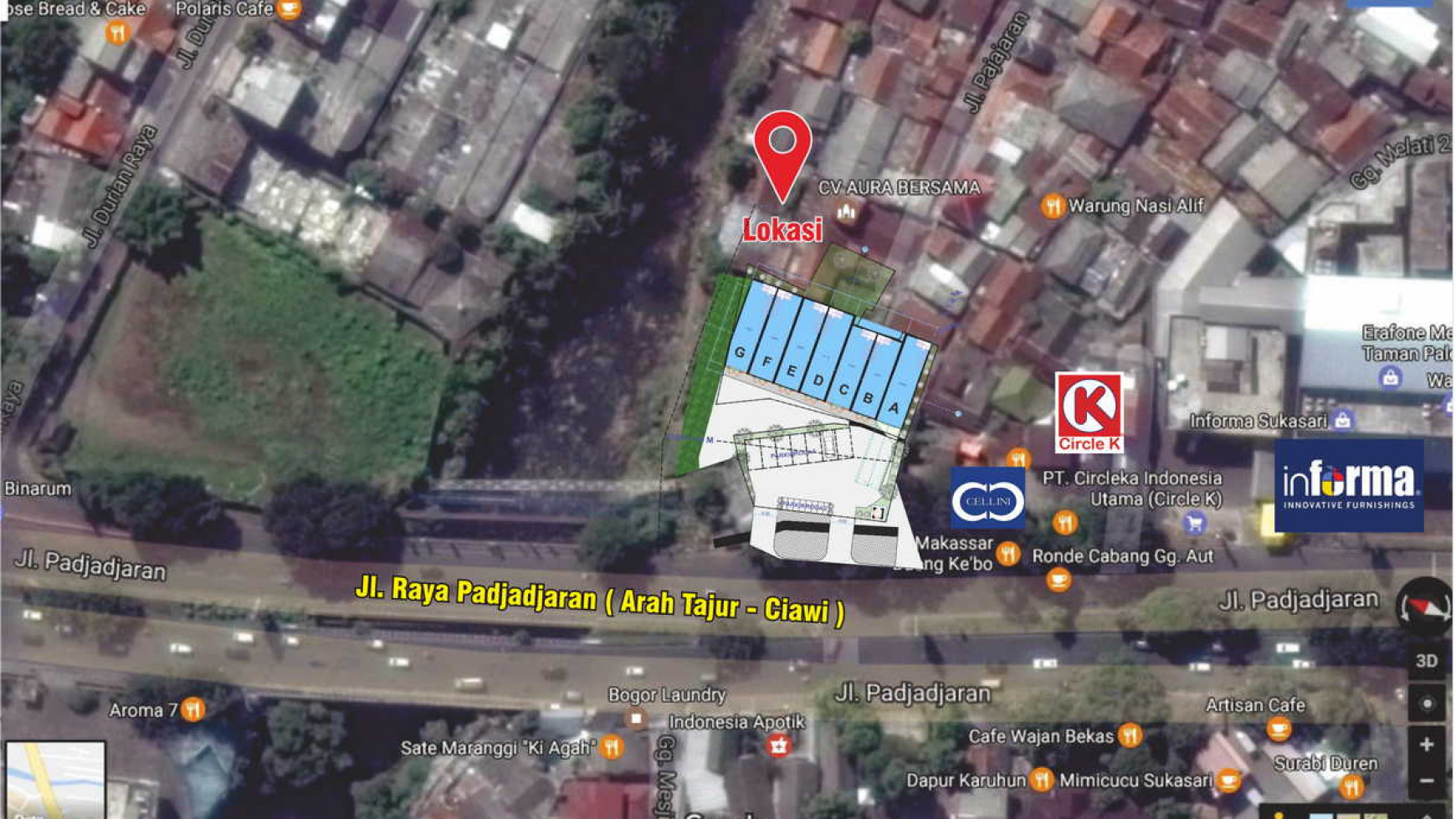 Jual Tanah Pajajaran Bogor Luas tanah 1049meter