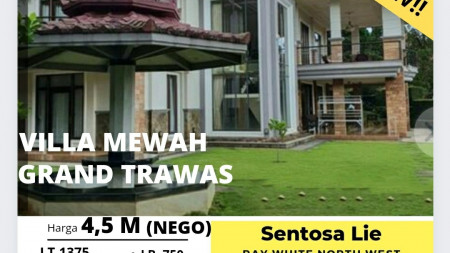 Dijual Villa Grand Trawas - Mewah 2 lantai - Luas 1375 m2 + Jacuzzi - Taman Asri LUAS - SHM