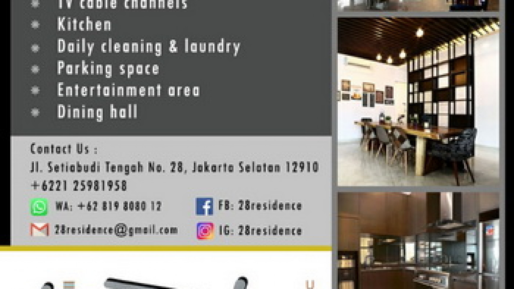 For Rent :  Comfortable  1 Bed Room unit @28 Residence - Setiabudi Tengah - South Jakarta