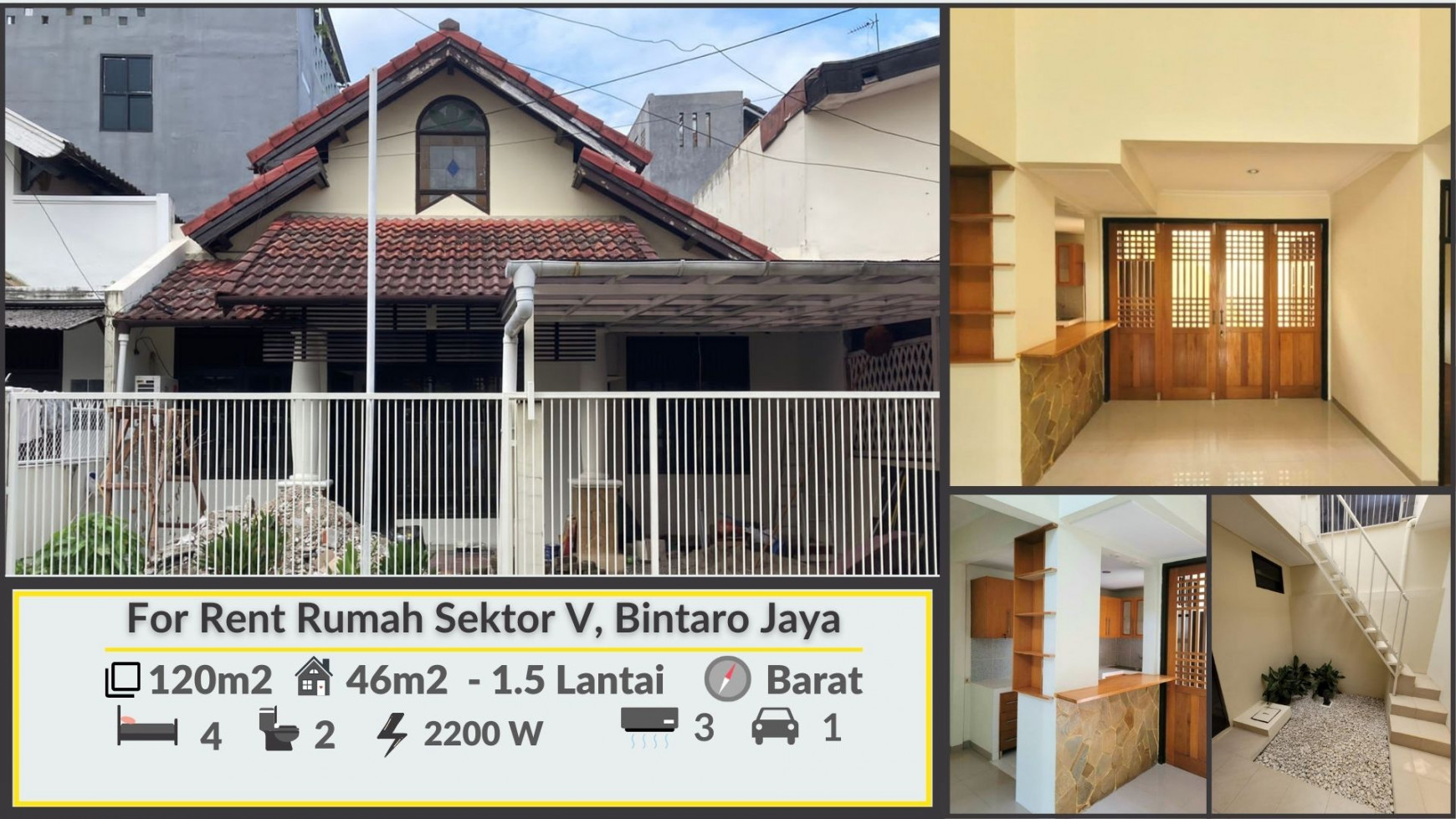 Rumah Siap Huni di Bintaro Luas 120m2 Harga 60Jt/Thn Nego