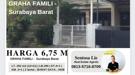 MURAH 6 Man Rumah Graha Famili Surabaya Barat- Luas 252 m2 (12'21) - HGB - Cantik 2 Lantai Siap Huni