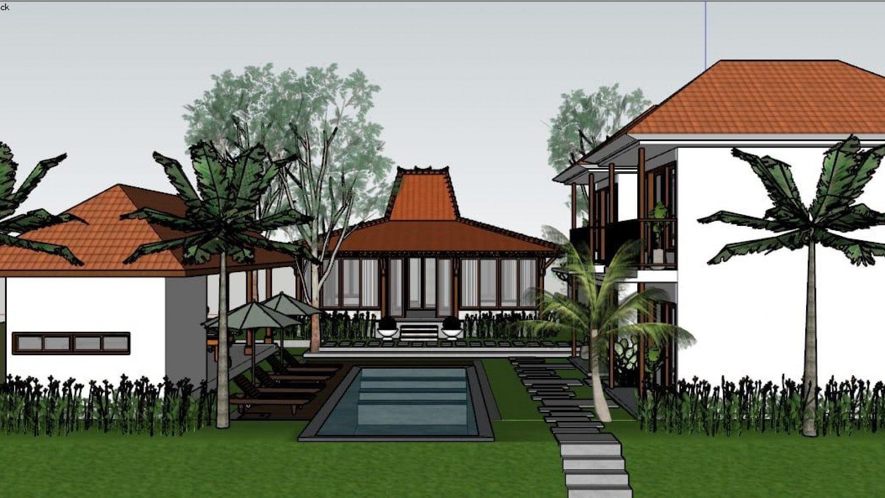 Leasehold brand new modern 5 bedrooms villa ( 1 big joglo and 4 bedrooms ) in area quiet Buwit