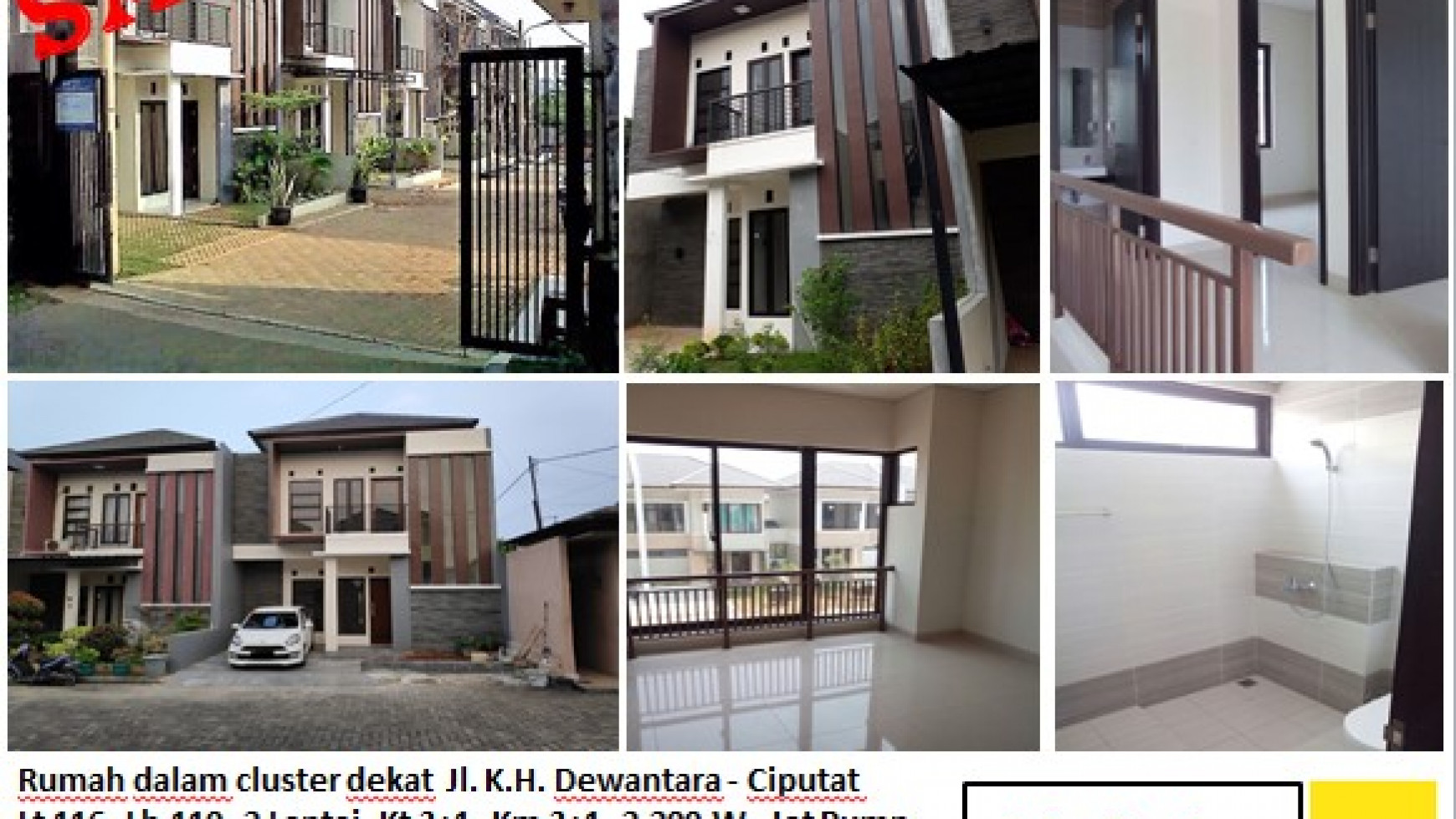 Rumah baru dalam cluster di sawah Lama, ciputat, tangerang Selatan dekat UIN