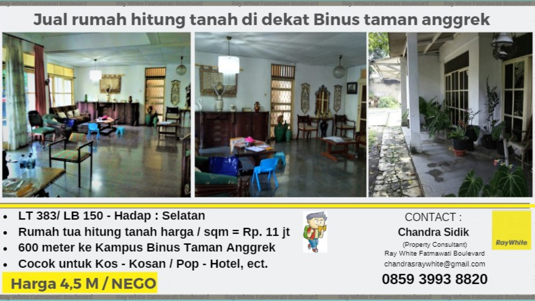 Rumah dekat Binus, Kampus anggrek, kebon jeruk, Jakarta Barat