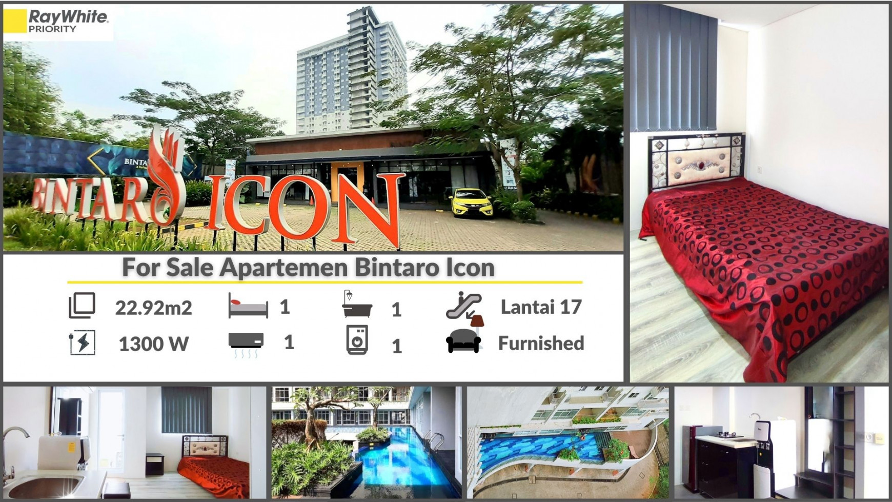 Apartemen   Bintaro Icon Tower Chrysant Luas 22.92m2 Harga 320 Jt Nego, MURAH!