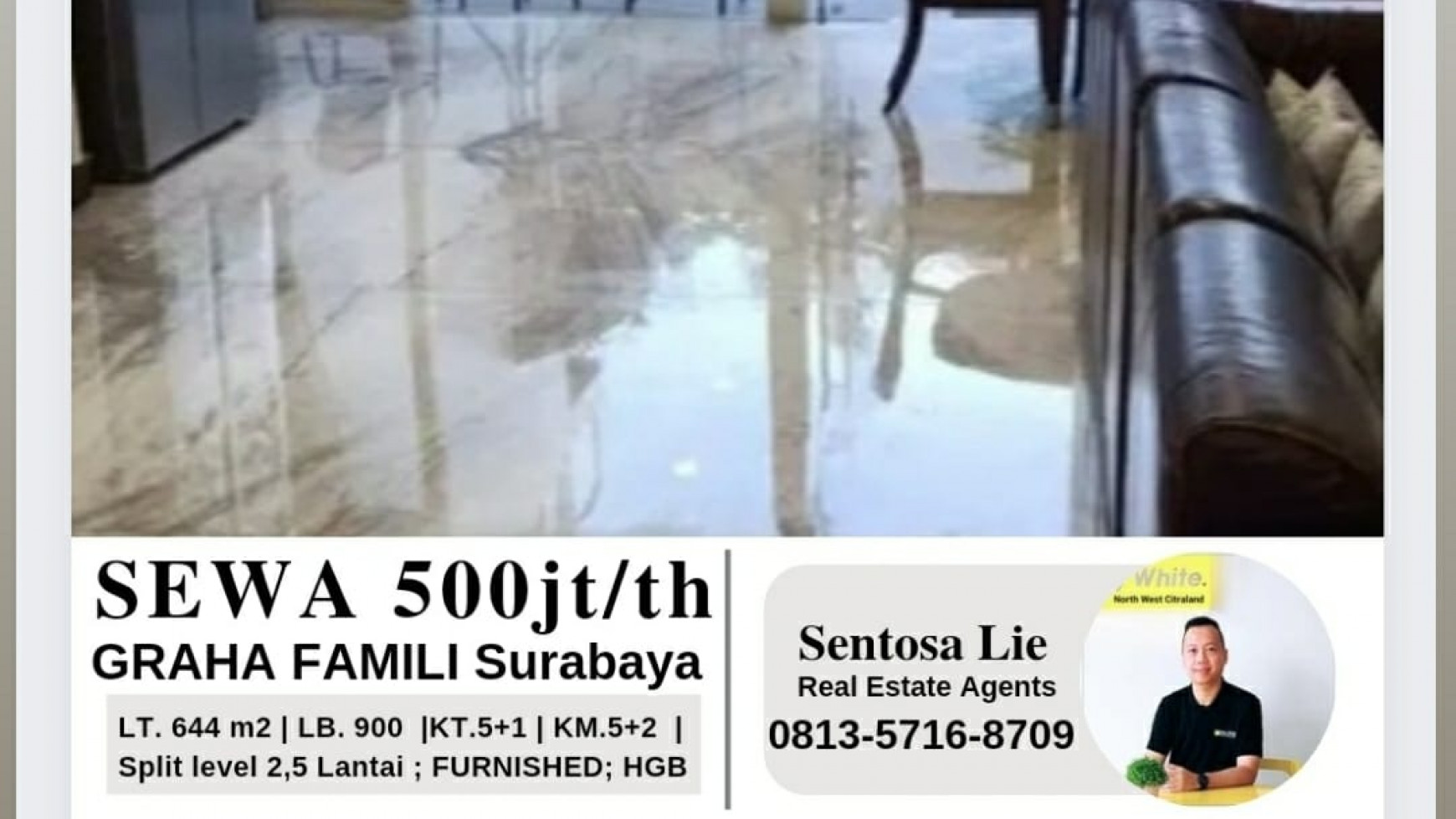 Disewakan Rumah Graha Famili Surabaya Barat Ada Kolam Renang + Jacuzzi + Full FURNISHED - Modern Split Level 2,5 Lantai - Garasi LUAS masuk 5 Mobil