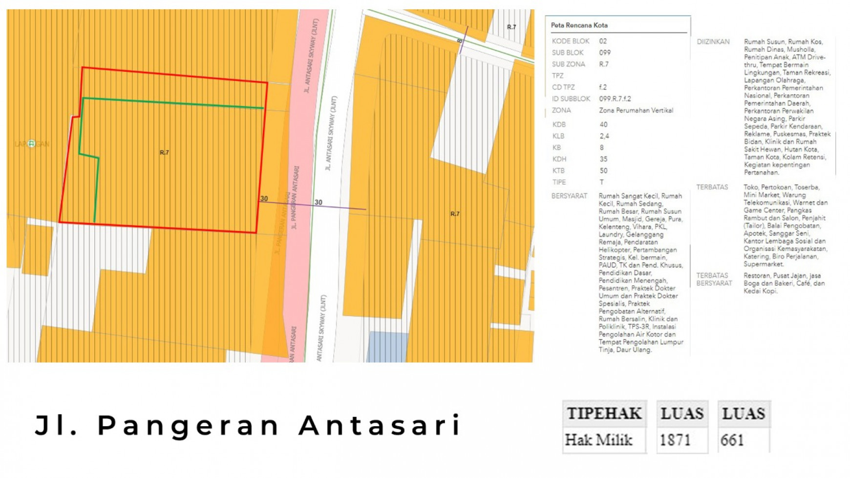 Tanah komersial area Antasari Raya