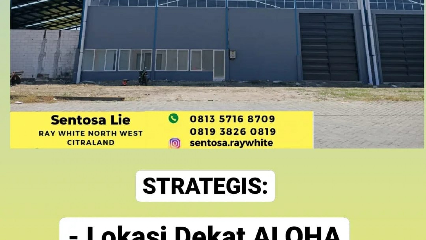 Dijual Gudang Industri Lokasi Pergudangan Ritz Gate Gedangan Sidoarjo Strategis Row 21 meter - lokasi Dekat ALOHa dan Bandara Juanda T2