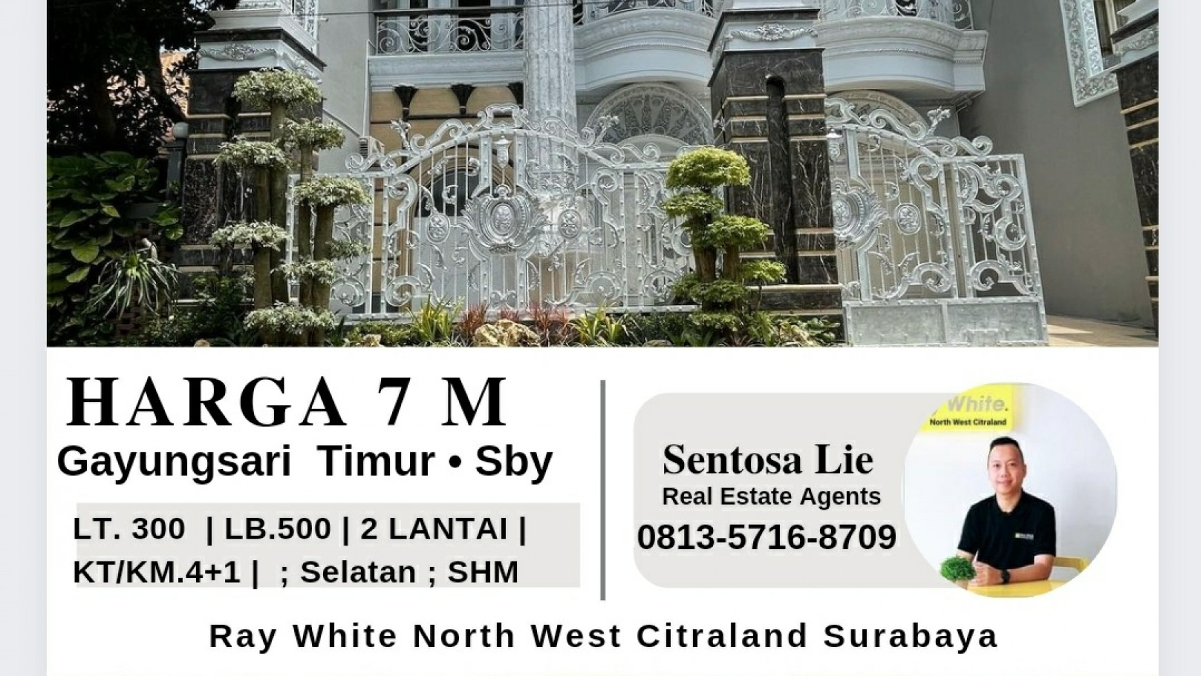 Dijual Rumah Gayungsari Timur Surabaya Selatan- MARMER Mewah - Full Furnished - PRIVATE Swimming Pool Strategis dekat Raya A Yani dan Masjid Al Akhbar