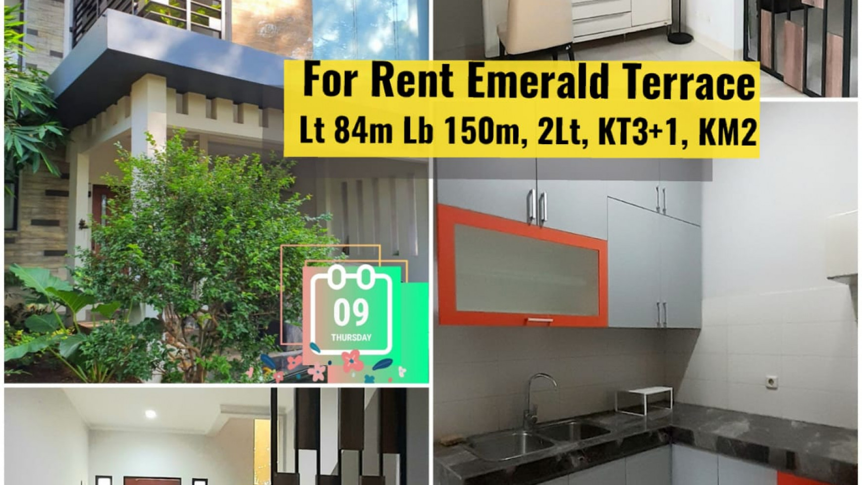 Rumah Modern Minimalis LT 84m LB 150m Harga 70Jt/Thn nego di Cluster Emerald Bintaro Jaya