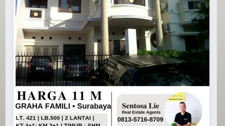 Dijual Rumah Graha Famili Surabaya- Luas 421 m2 - Garasi Carport 5 Mobil LUAS