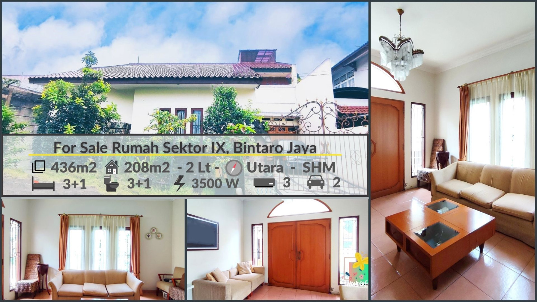 Rumah Tropis Modern di Sektor IX Bintaro Jaya, Luas 436 m2 Harga 4.5 M Nego sampai DEAL, MURAH! #WWC