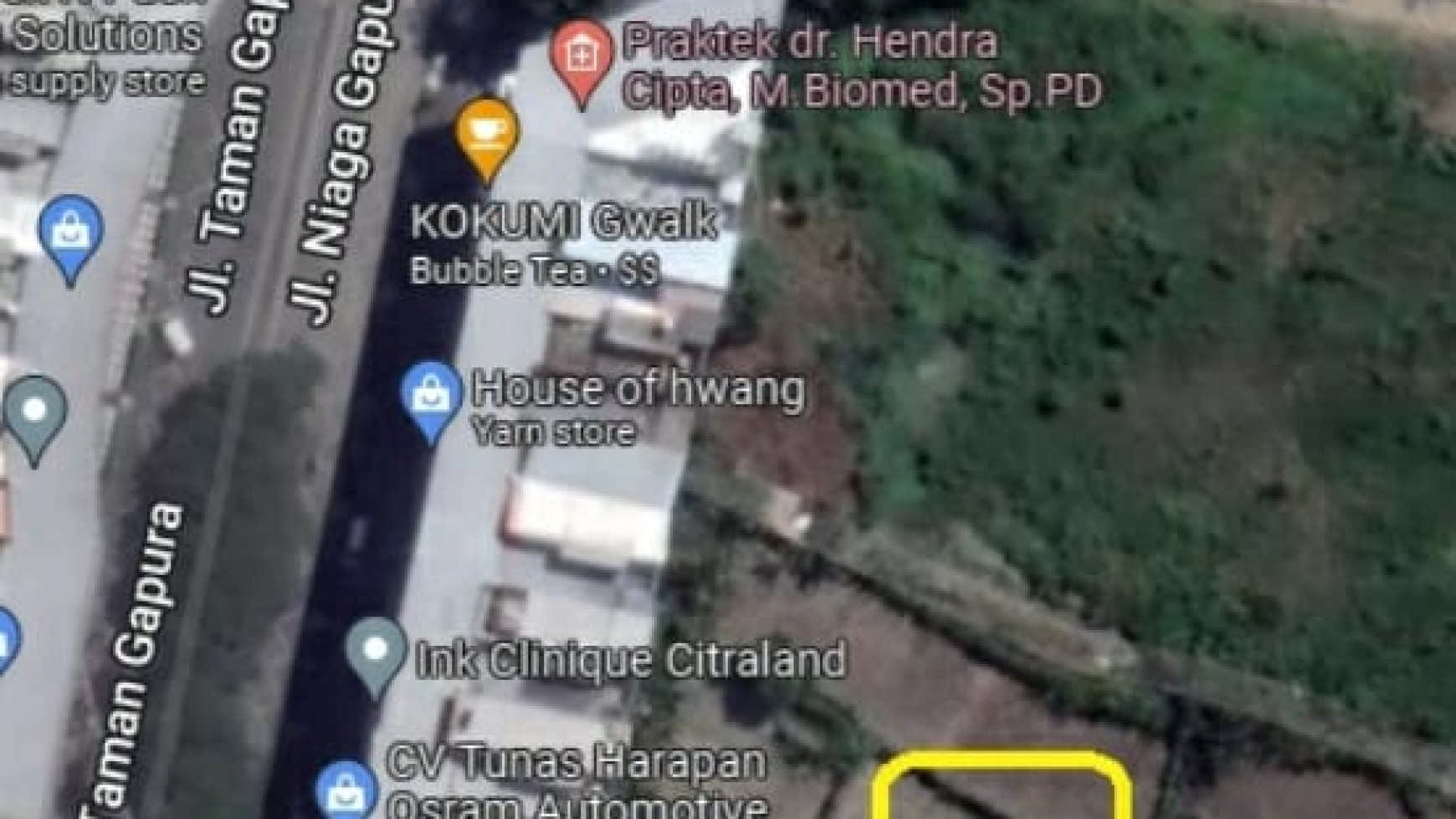 Dijual Tanah Kavling Jalan Niaga Gapura Citraland area belakang Ruko - Luas 400 m2 (20Ãƒ-20) - Surat SHM