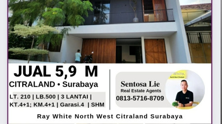 Dijual Rumah Puri Widya Kencana Citraland Surabaya- Full Furnished SUPER Mewah- Garasi Carport 4 mobil